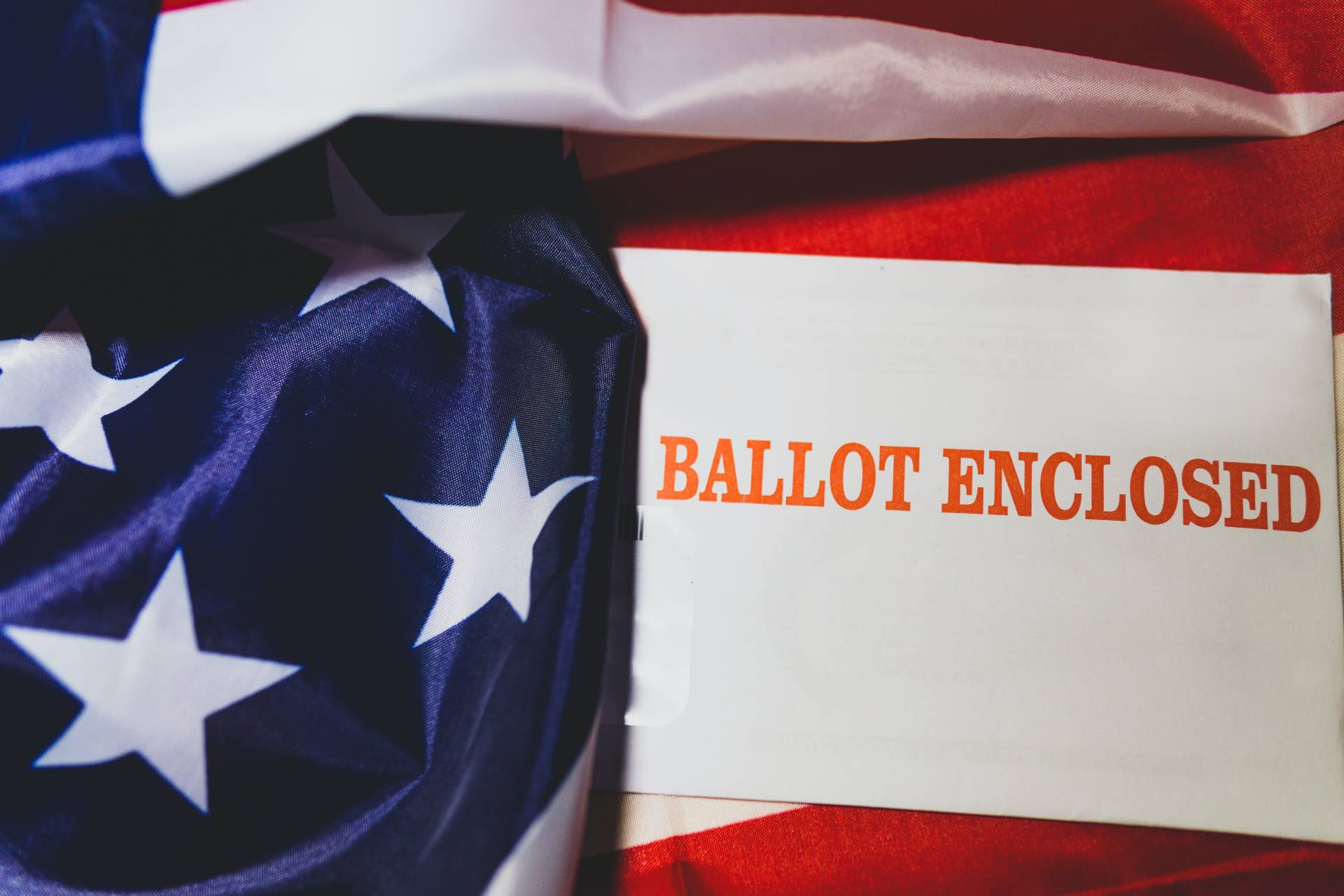 ballot enclosed sign on american flag; closest calls presidential elections