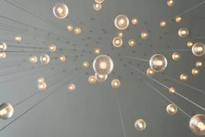 lightbulbs hanging from the ceiling